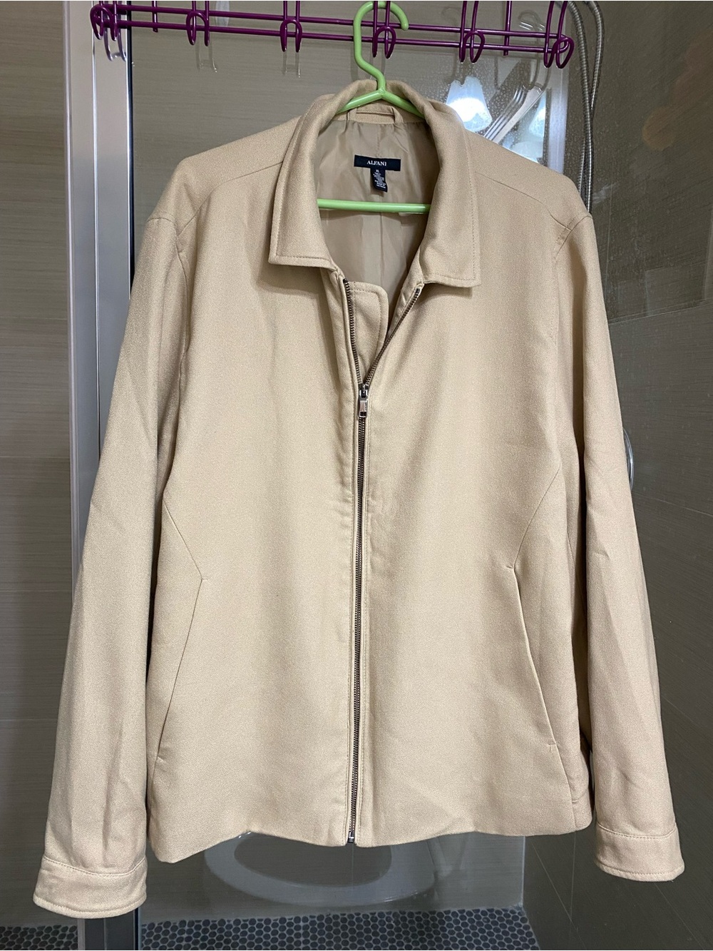 Alfani Light Beige Zip-Front Jacket